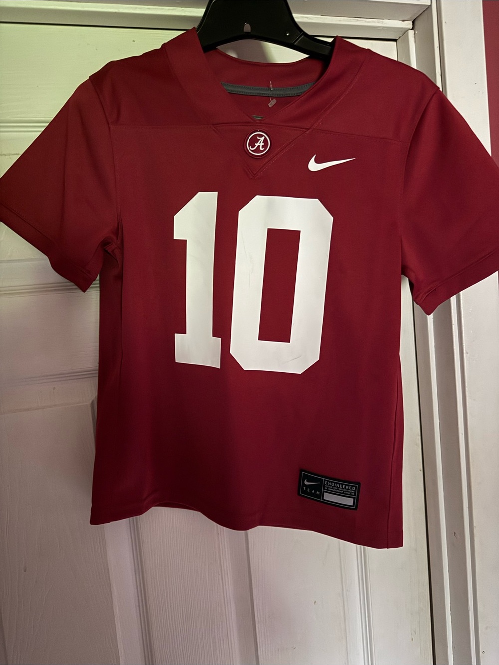 Nike Kids Crimson Football Jersey with White #10